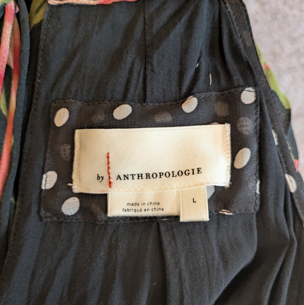 Anthropologie- Rose Halter Neck Gown- One Size Fits Most- Navy with Pink Roses. - Picture 4 of 4